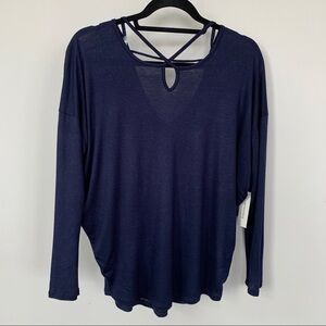 Alya Long Sleeve Navy Blue Top Size XS NWT